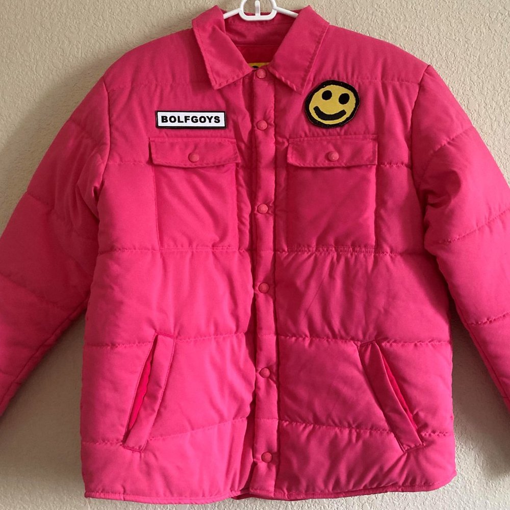 Golf Pink Smile Puffer Jacket BolfGoys Unisex Women Men SM x Tyler the Creator
